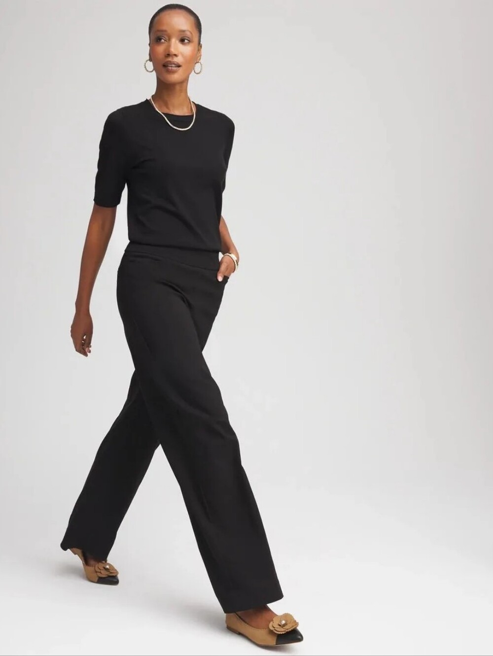 NWT Brigette Slim Wide Leg Pants Black Chico Size 0R